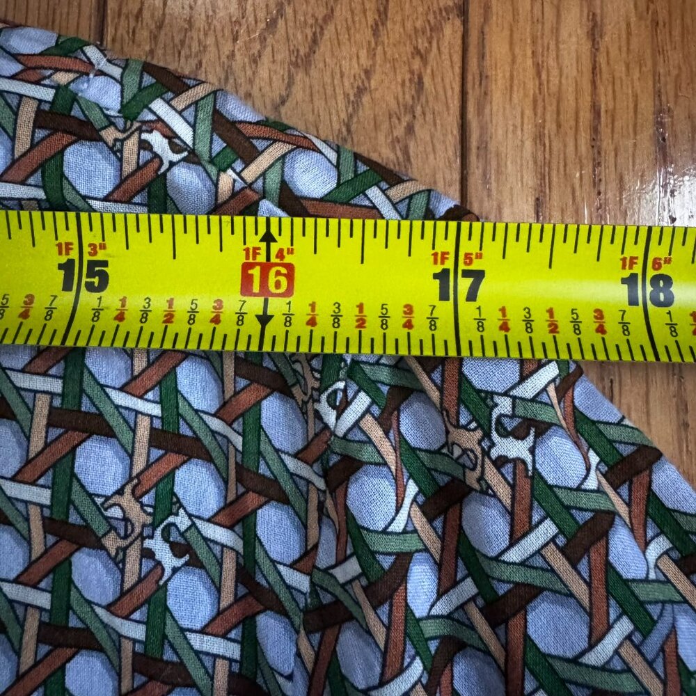 Tory Burch Shell Embellished Cane Weave Pattern Green Tan Resort Caftan - L - Picture 7 of 10